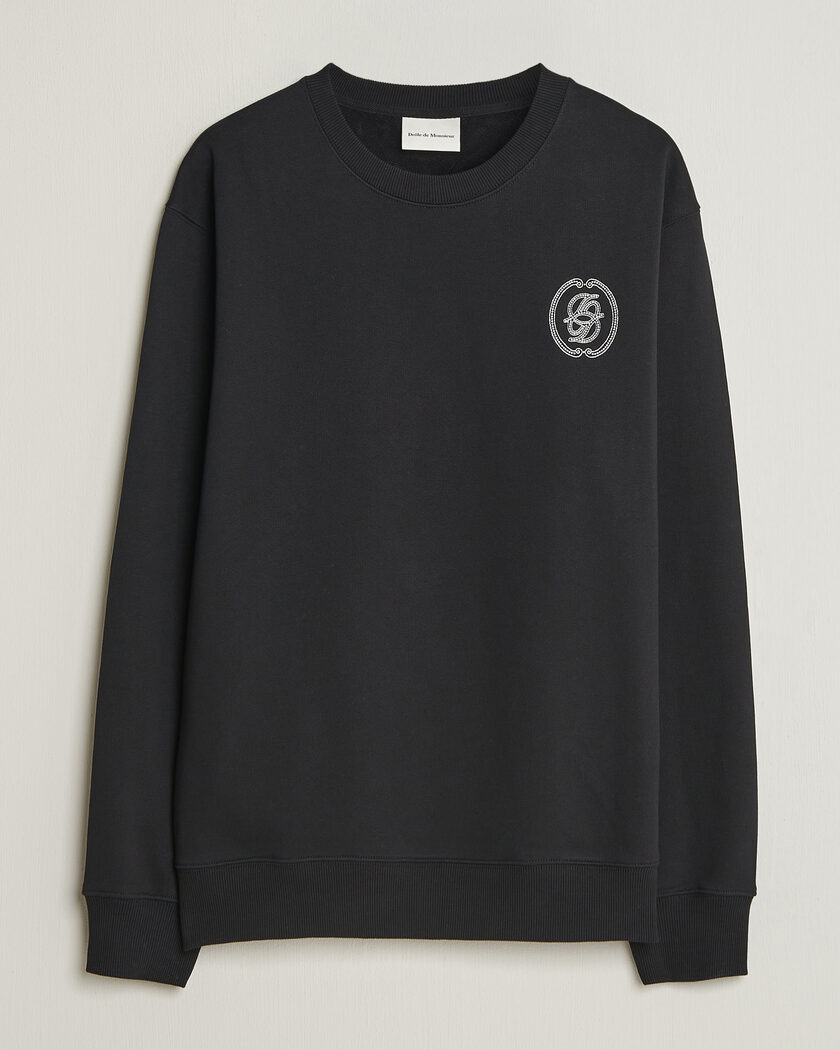 Drôle de Monsieur Mirror D Embroidered Sweatshirt Black – Svart