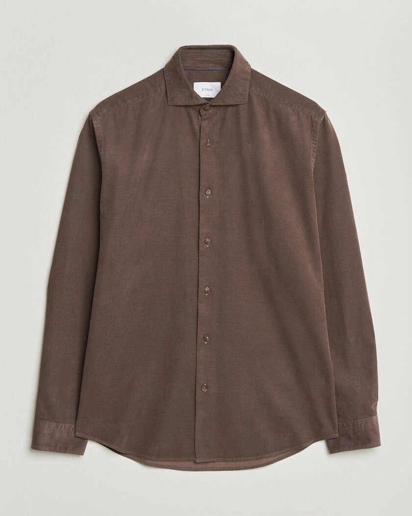 Eton Casual Fit Corduroy Shirt Dark Brown – Brun