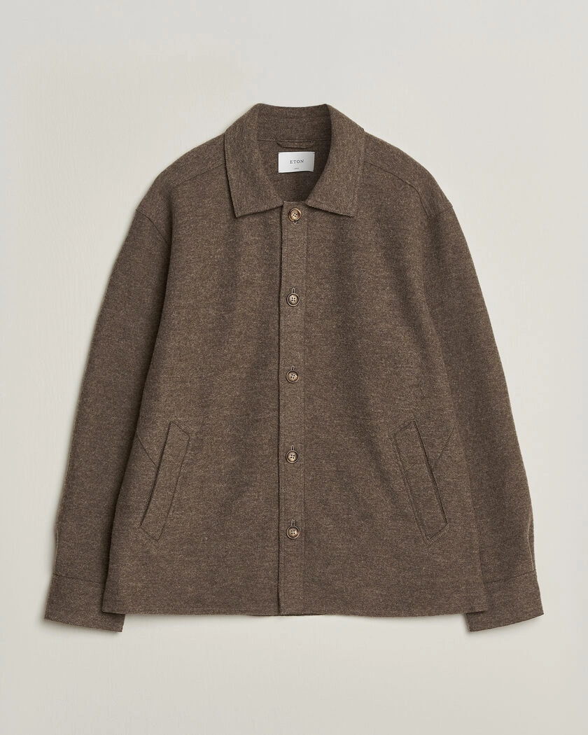 Eton Boiled Wool Shirt Jacket Brown – Brun