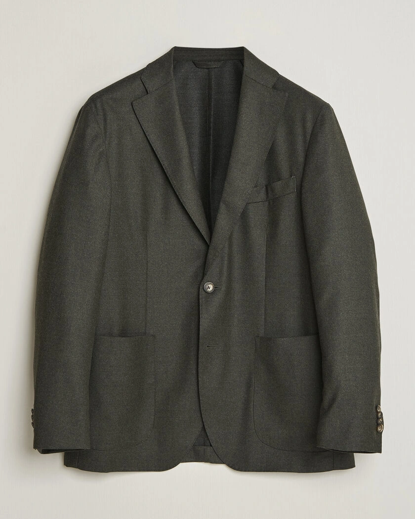 Eton Wool Flannel Soft Jacket Dark Green – Grön