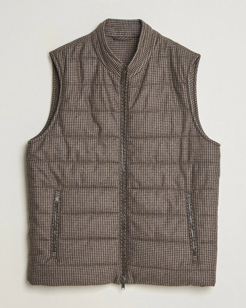 Eton Wool/Cashmere Padded Vest Brown – Brun