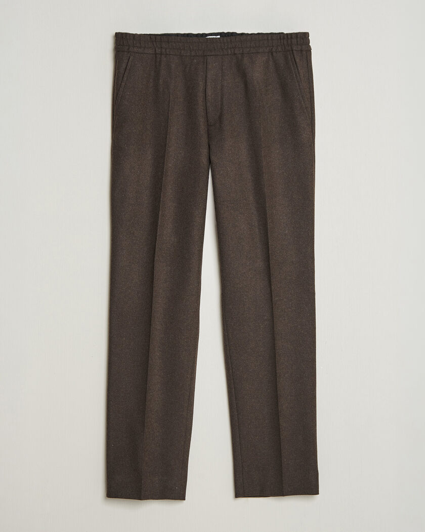 Filippa K Theo Relaxed Flannel Trousers Walnut Brown – Brun