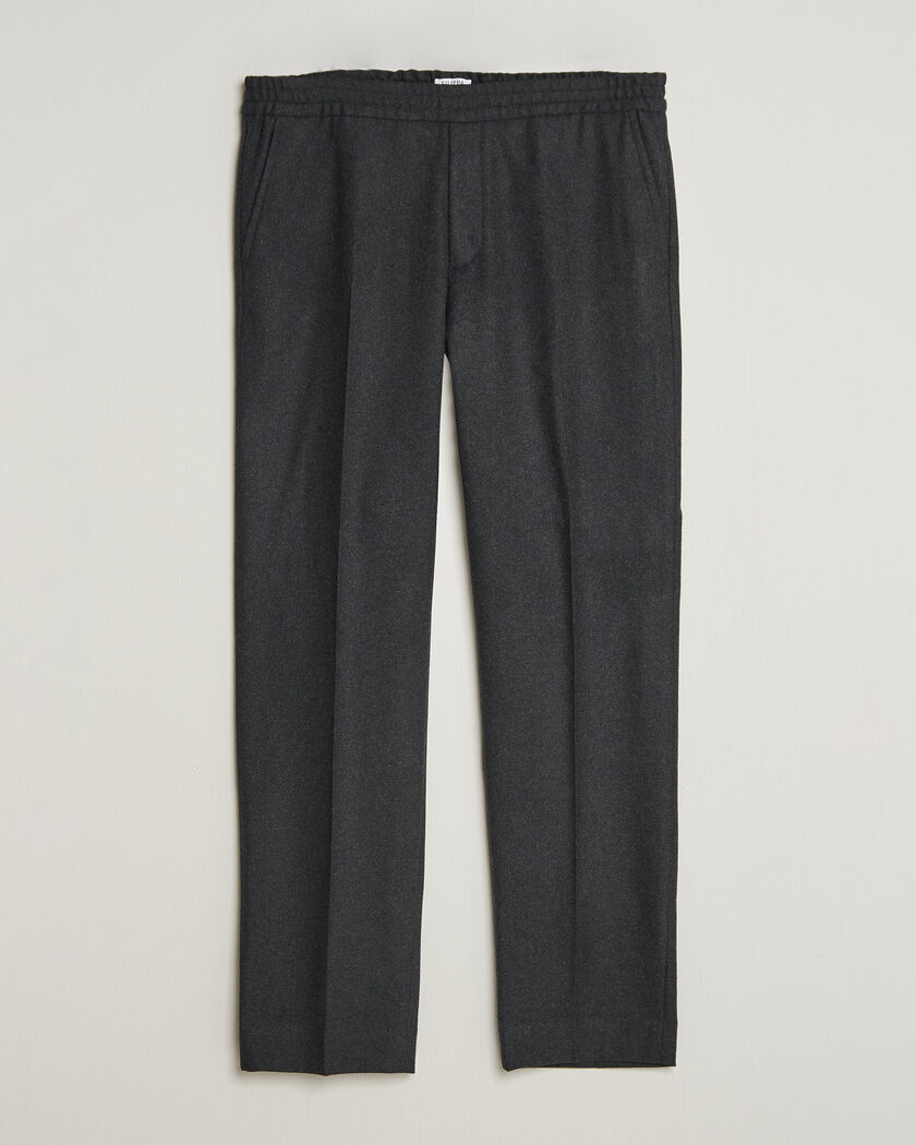 Filippa K Theo Relaxed Flannel Trousers Anthracite Melange – Grå