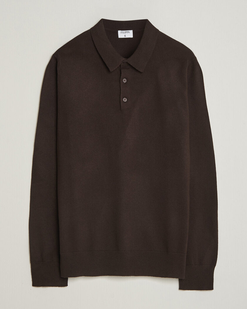 Filippa K Knitted Polo Shirt Dark Chocolate – Brun
