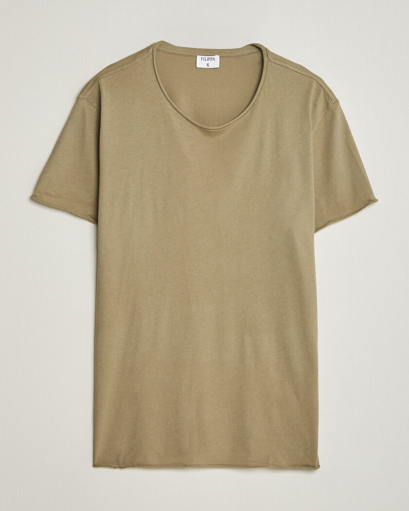 Filippa K Roll Neck Crew Neck T-Shirt Light Olive Green – Grön