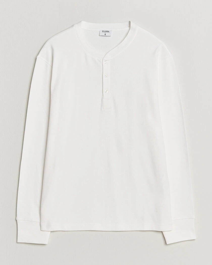 Filippa K Cotton Rib Henley White – Vit