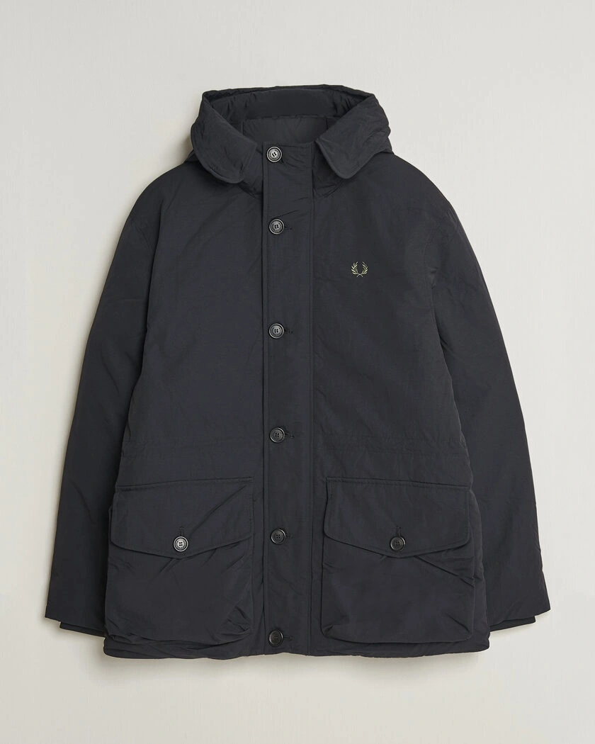 Fred Perry Padded Patch Pocket Parka Black – Svart