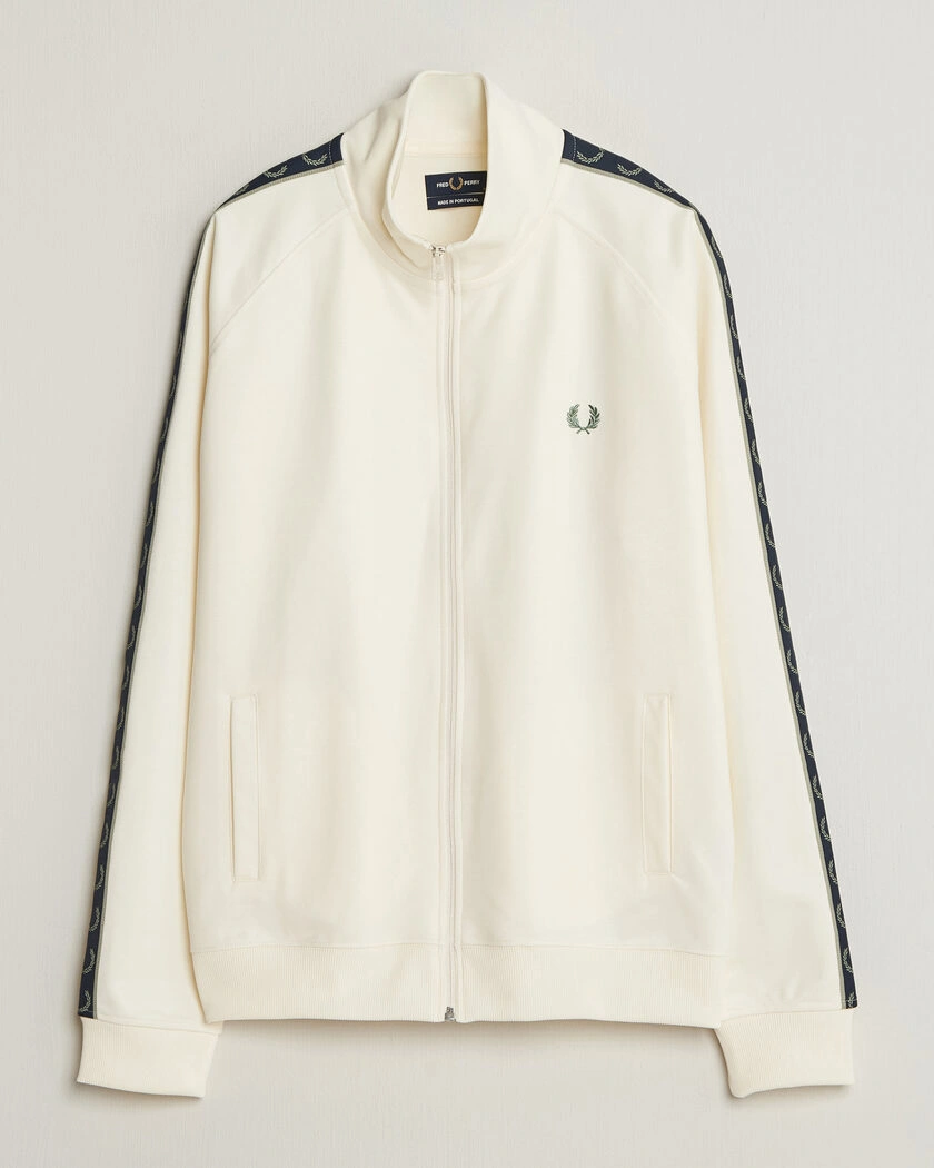 Fred Perry Taped Track Jacket Ecru – Vit