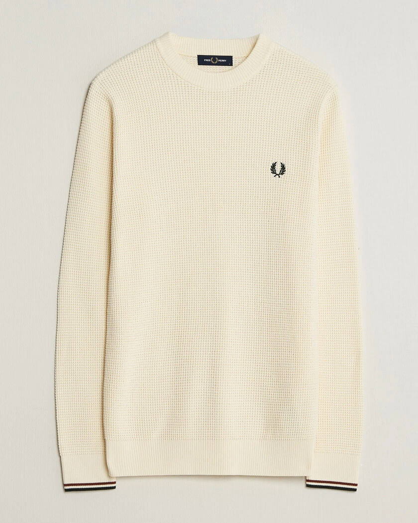 Fred Perry Waffle Stitch Jumper Ecru – Vit