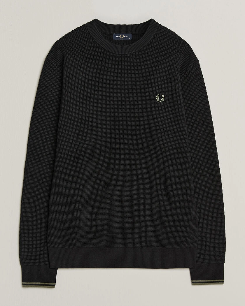  Fred Perry Waffle Stitch Jumper Black – Svart