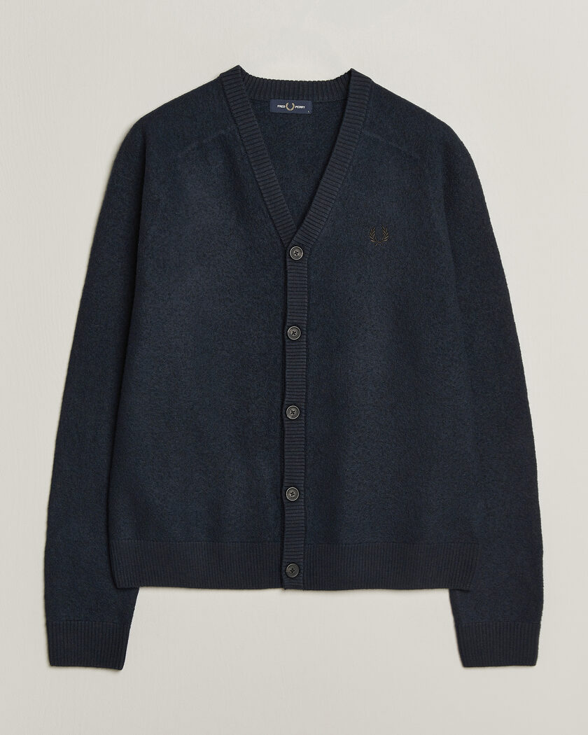 Fred Perry Wool Saddle Sleeve Cardigan Navy – Blå