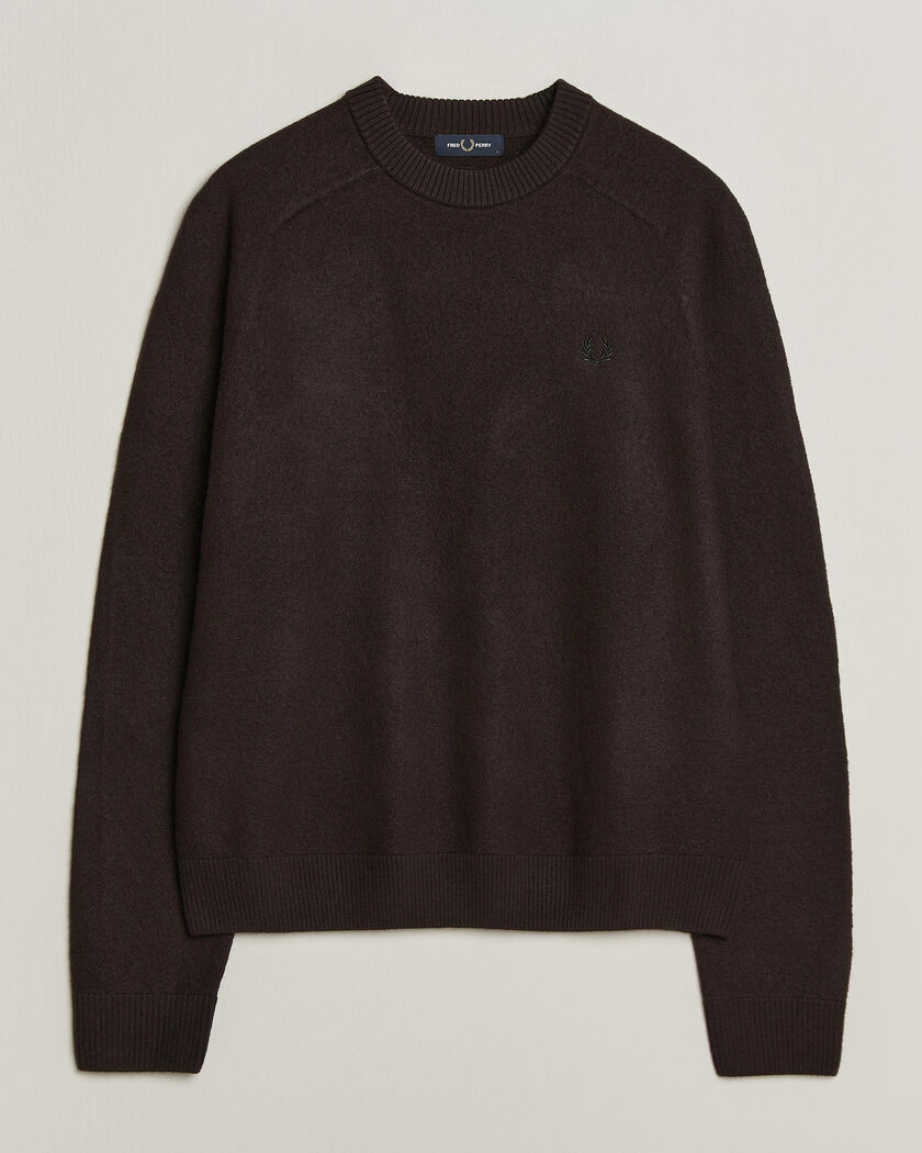 Fred Perry Wool Saddle Sleeve Crew Neck Rich Brown – Brun