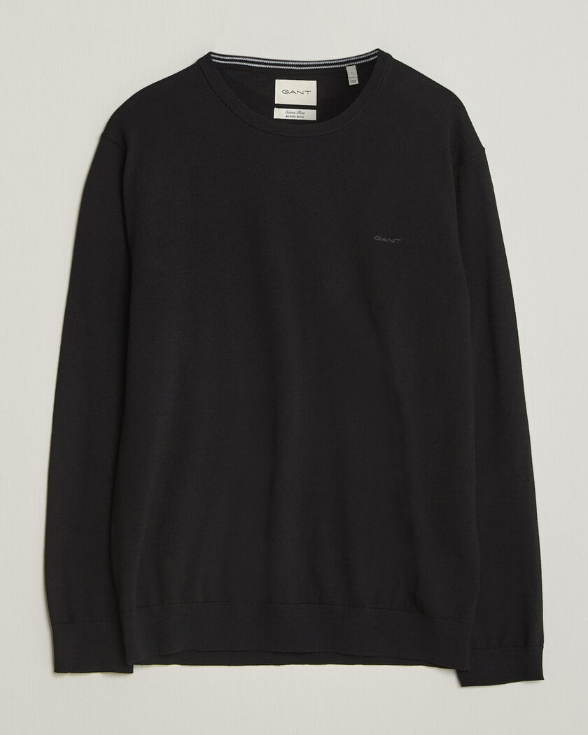 Gant Extrafine Merino Knitted Crew Neck Black – Svart