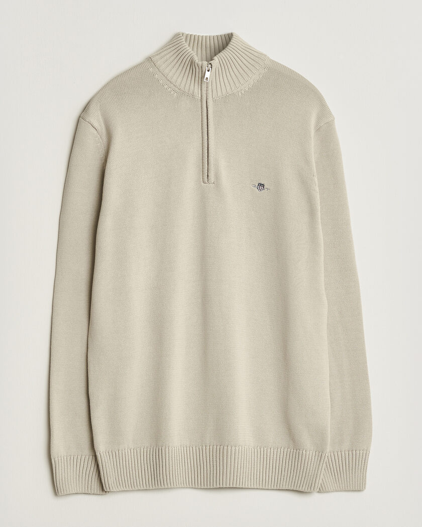 Gant Casual Cotton Knitted Half Zip Clay Beige – Beige