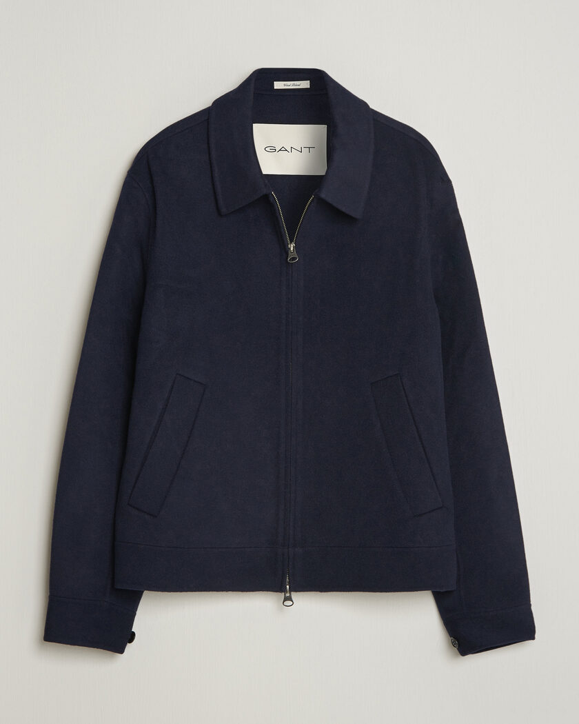 Gant Handstitched Wool/Cashmere Jacket Evening Blue – Blå