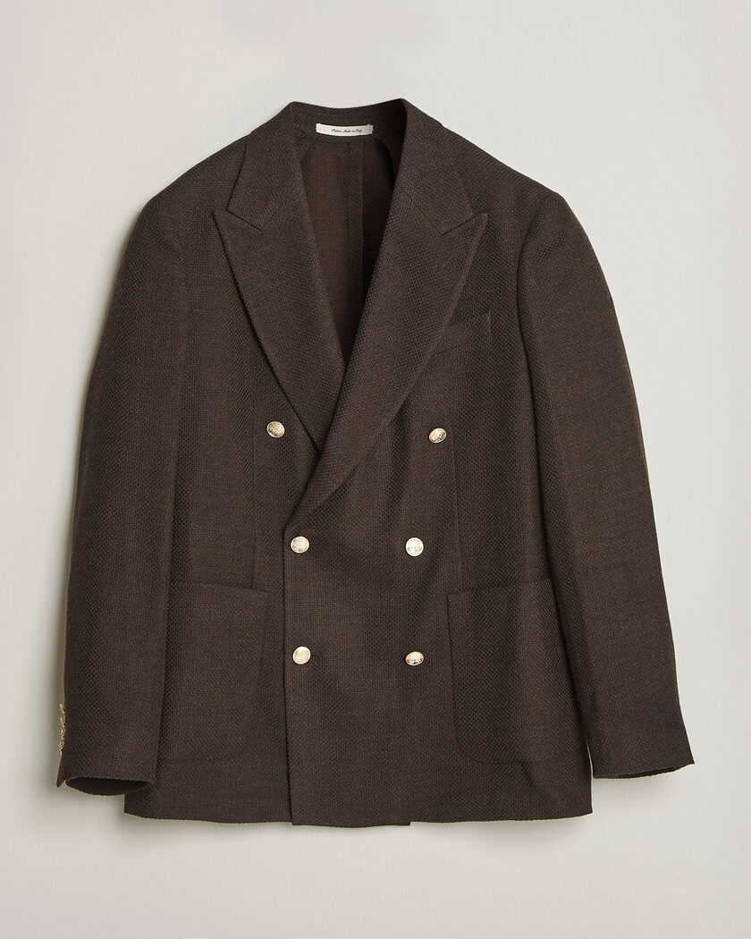 Gant Wool Textured Double Breasted Blazer Black Brown – Brun