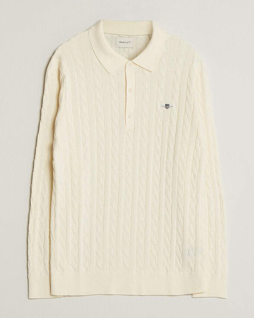 Gant Cotton Cable Polo Cream – Vit