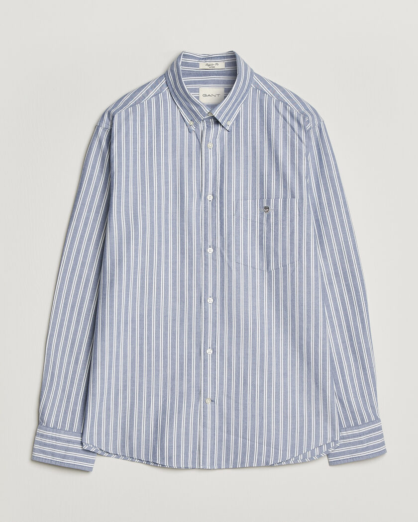 Gant Regular Fit Classic Striped Oxford Shirt  College Blue – Blå