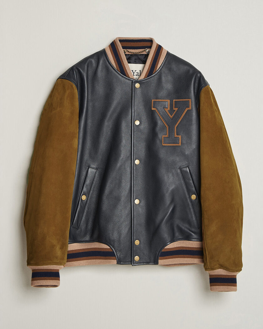 Gant YALE Suede/Leather Varsity Jacket Navy – Blå