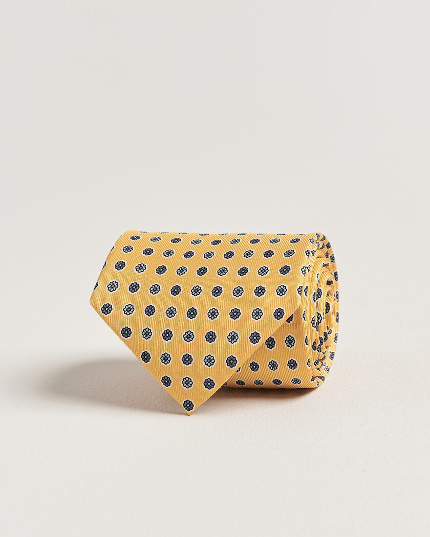 E. Marinella 3-Fold Printed Silk Tie Yellow – Gul
