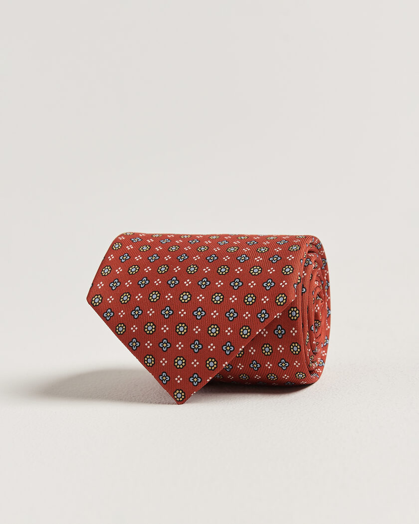 E. Marinella 3-Fold Printed Silk Tie Red – Röd