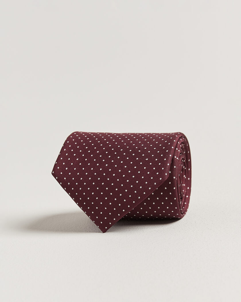 E. Marinella 3-Fold Printed Silk Tie Burgundy – Röd