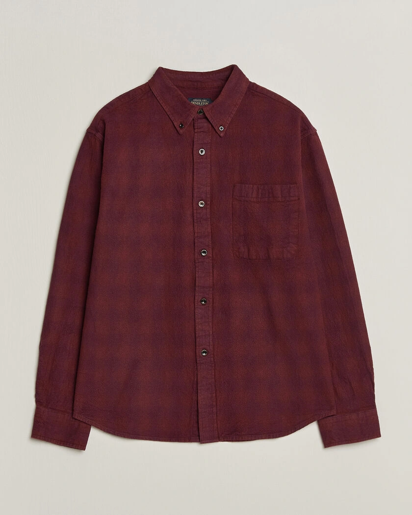 Pendleton Flannel Button Down Shirt Maroon Plaid – Röd