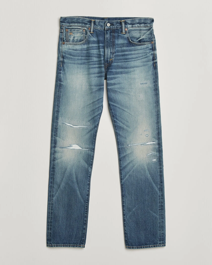 RRL Slim Fit Selvedge Jeans Clearford Wash – Blå