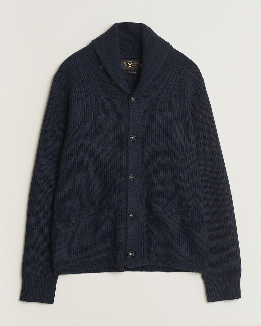 RRL Cashmere Shawl Collar Cardigan Navy – Blå