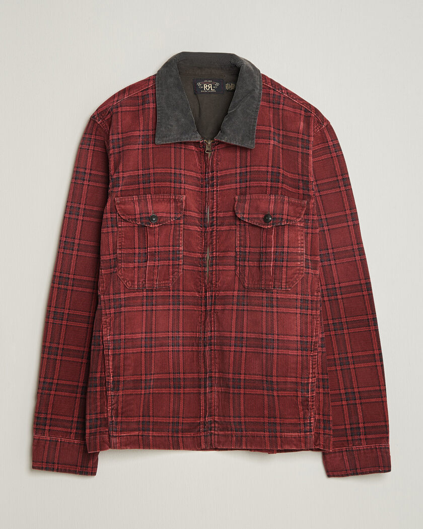 RRL Corduroy Zip Shirt Jacket Red/Black – Röd