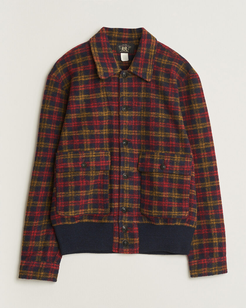 RRL Knit Bomber Jacket Red Multi – Flerfärgad