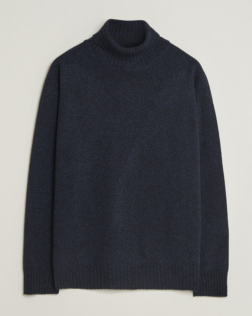 Altea Wool/Cashmere Rollneck Navy Melange – Blå