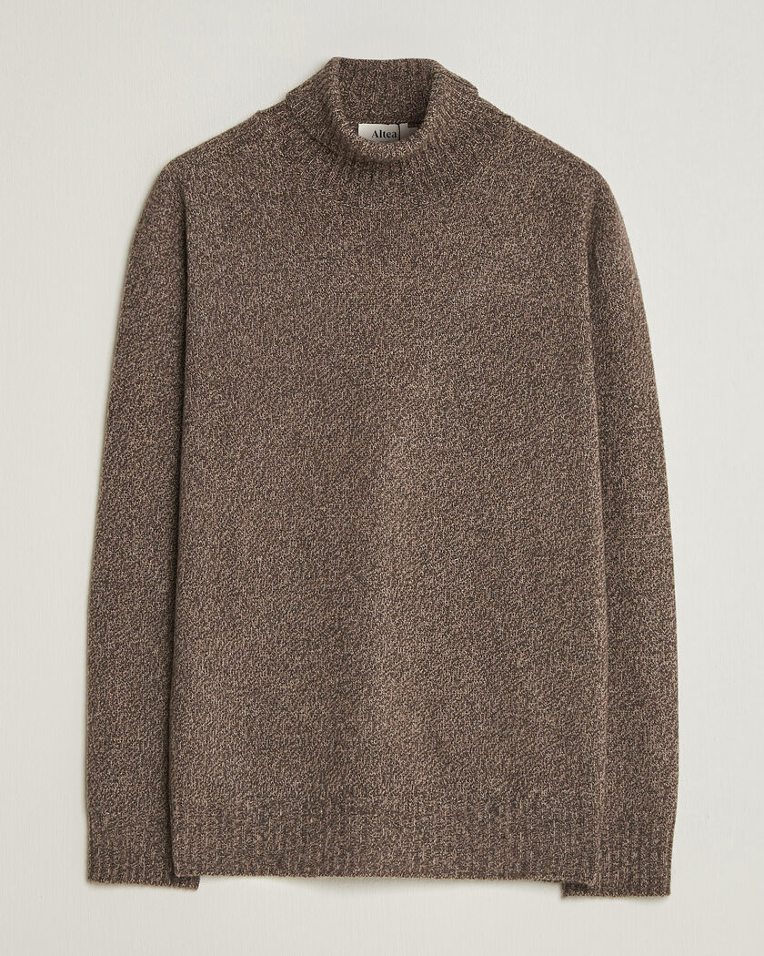 Altea Wool/Cashmere Rollneck Brown Melange – Brun