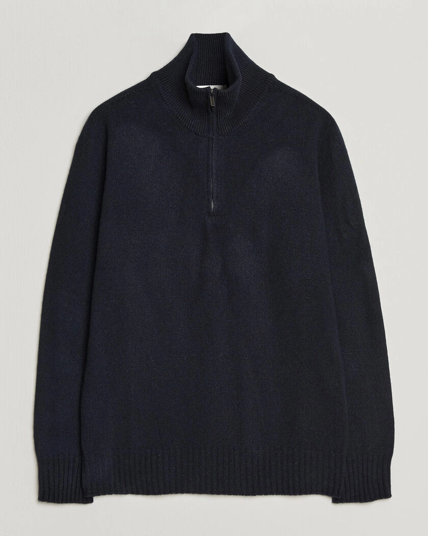 Altea Wool/Cashmere Half Zip Navy – Blå