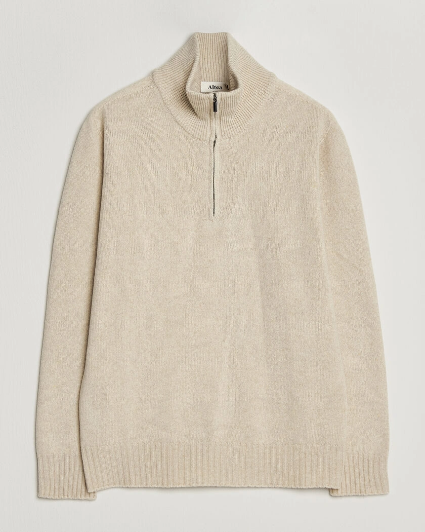 Altea Wool/Cashmere Half Zip Beige – Beige