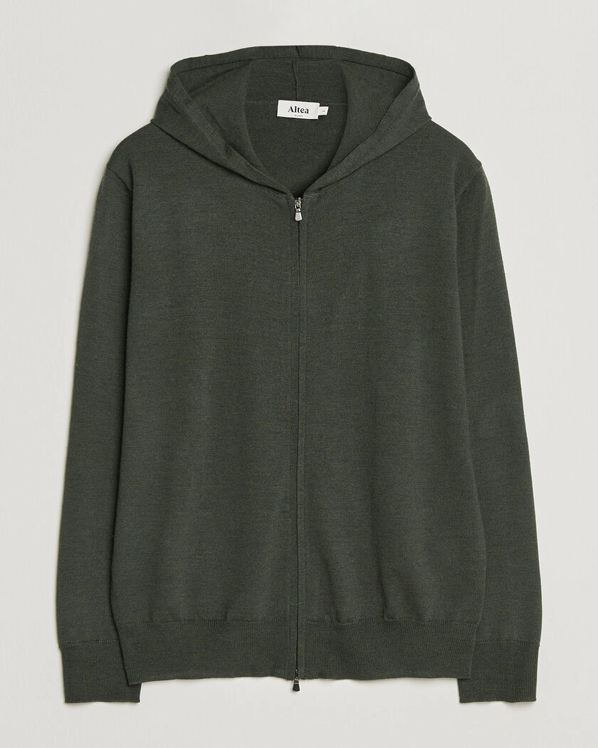 Altea Merino Wool Cardigan Dark Military – Grön