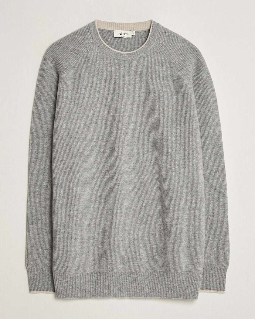 Altea Rib Wool Raglan Sweater Light Grey – Grå
