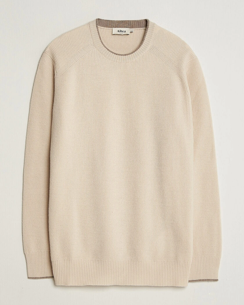 Altea Rib Wool Raglan Sweater Cream – Vit