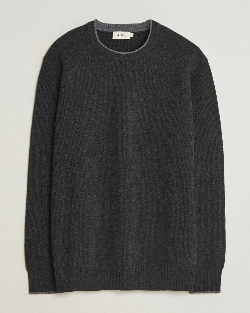Altea Rib Wool Raglan Sweater Charcoal – Grå