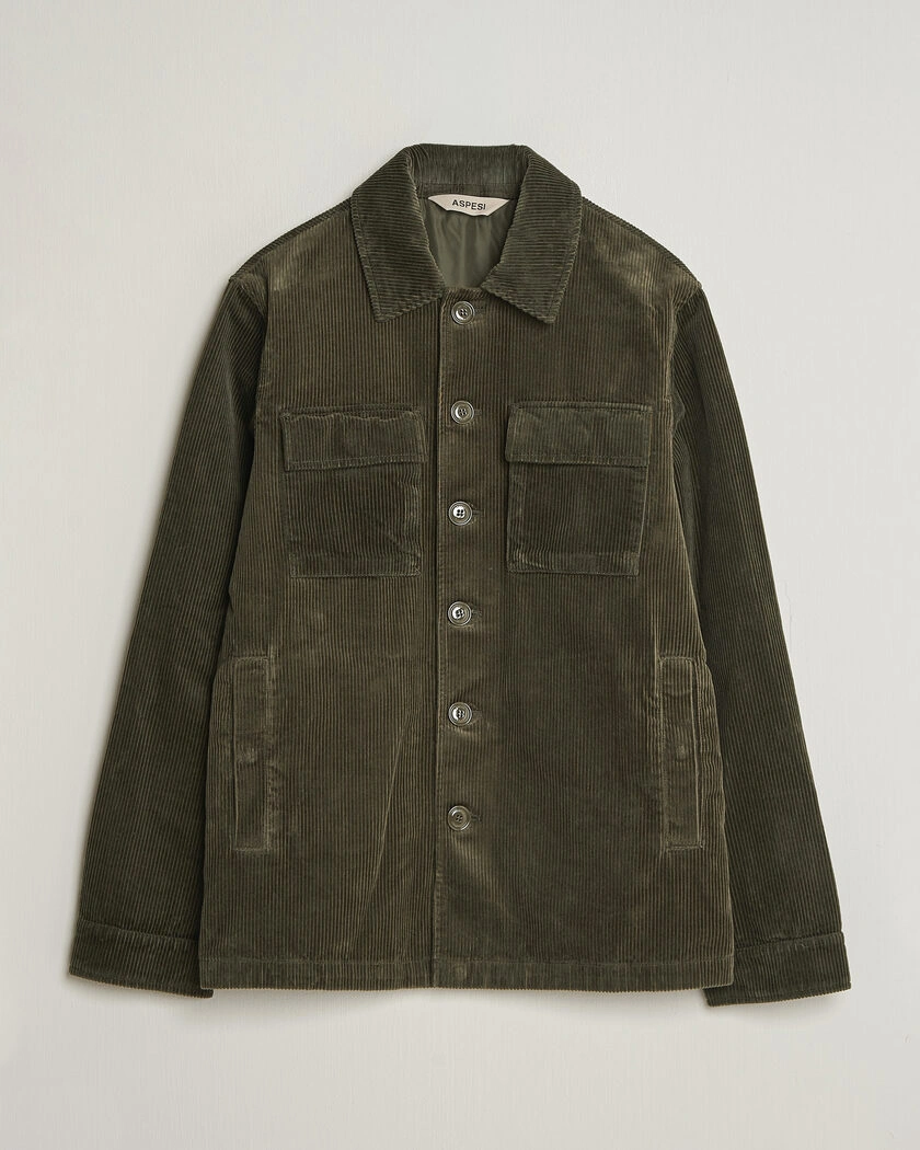 Aspesi Tigre Corduroy Shirt Jacket Military – Grön