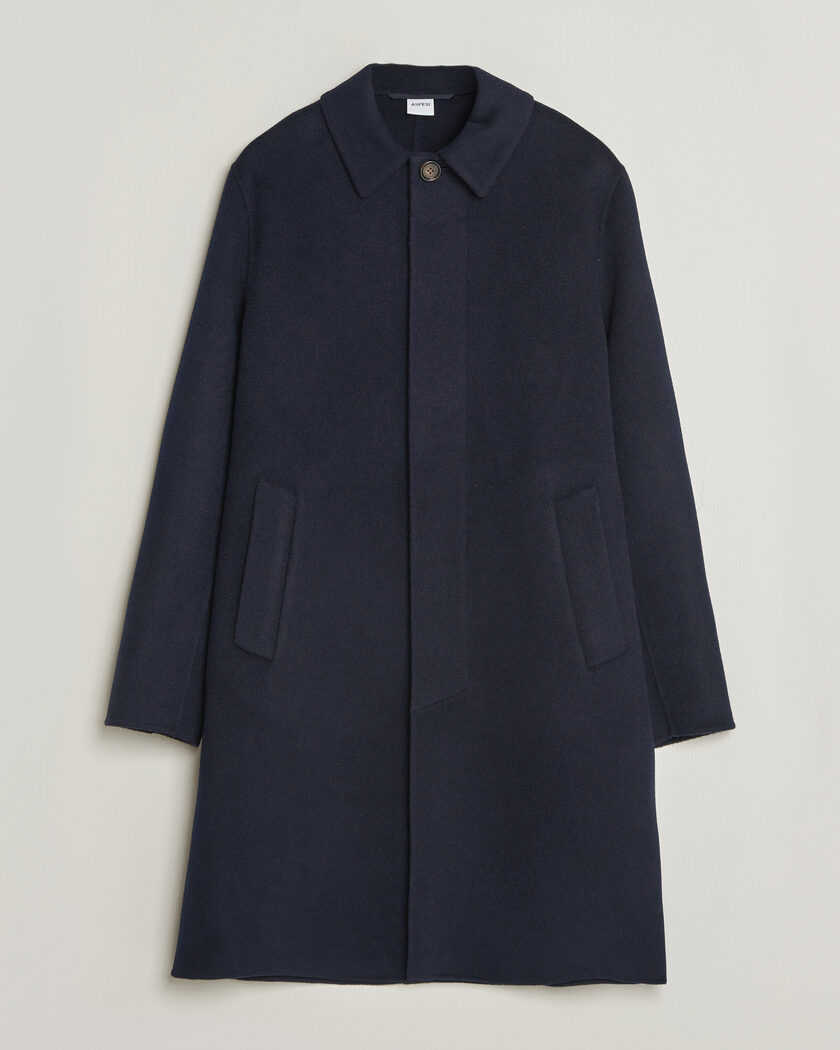 Aspesi Double Wool Coat Navy – Blå