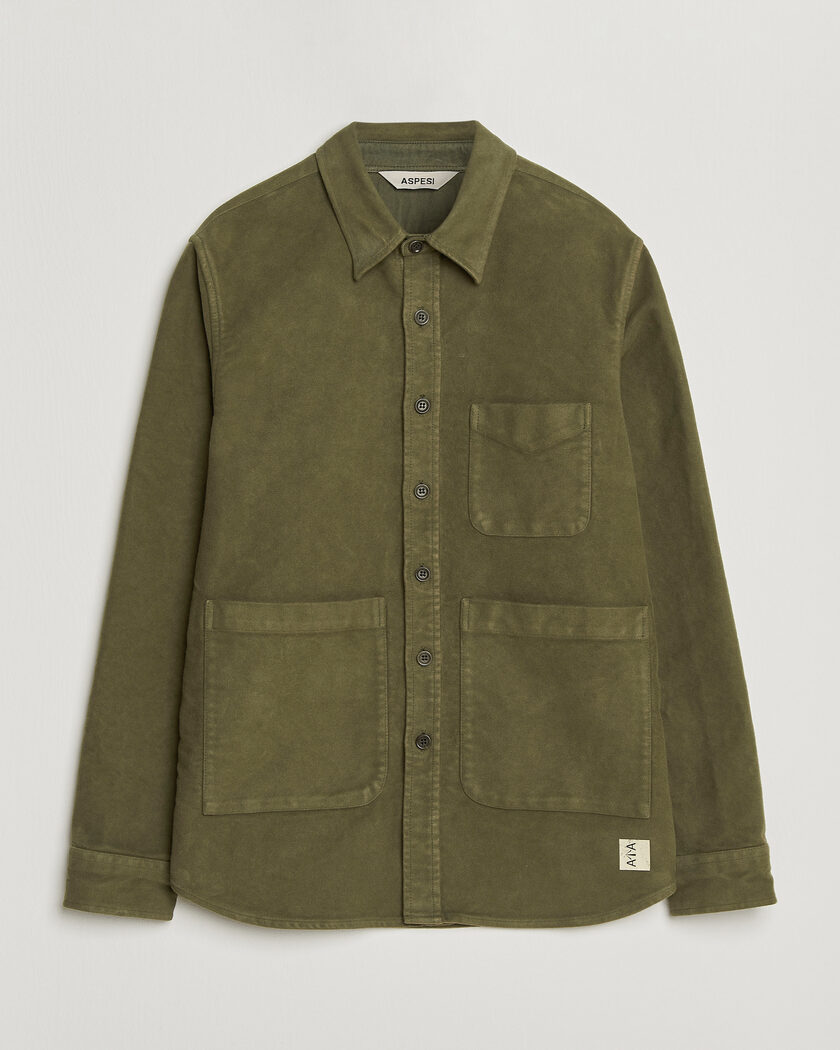 Aspesi Moleskine Utility Shirt Military – Grön