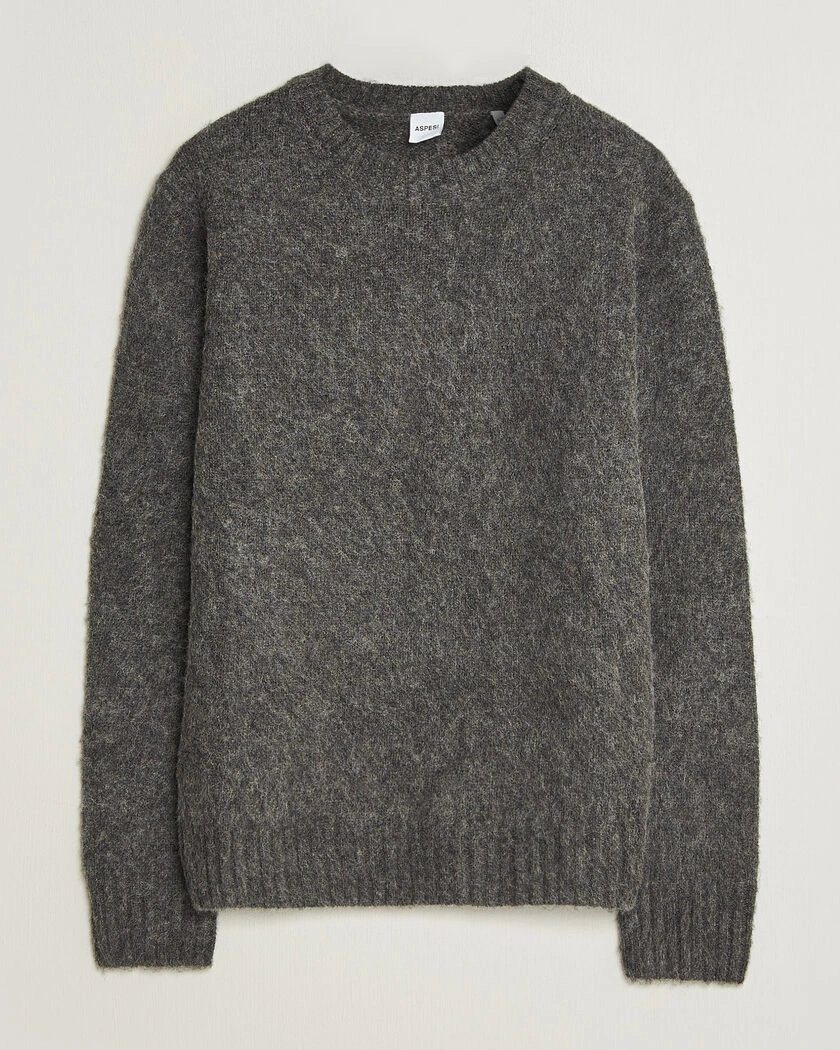 Aspesi Brushed Shetland Sweater Grey Melange – Grå