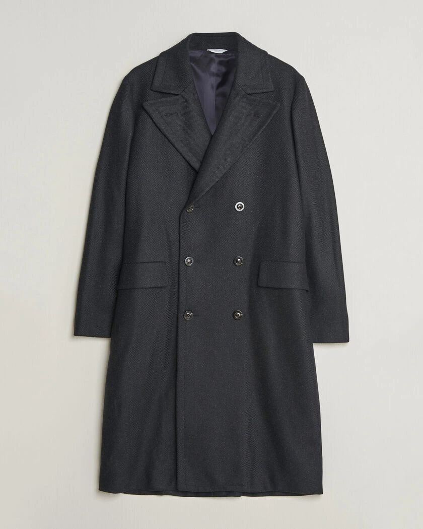 Boglioli Double Breasted Wool Coat Navy – Blå