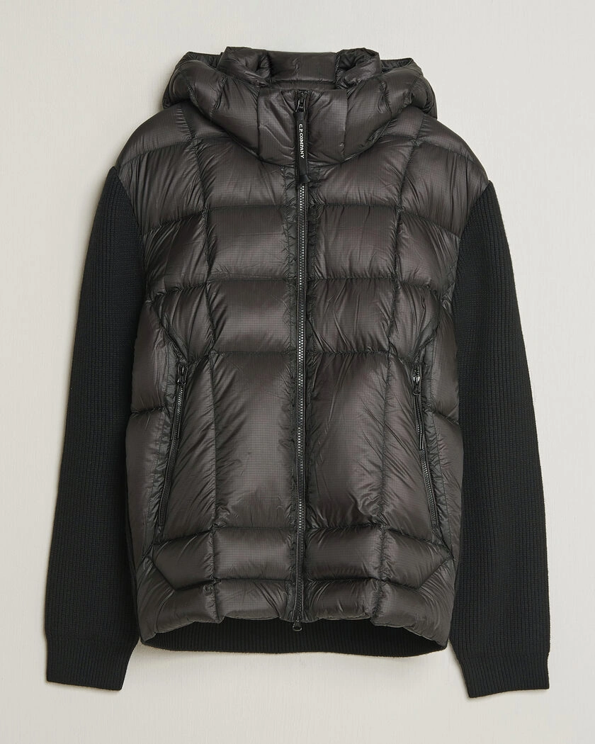 C.P. Company Merino Wool Padded Hybrid Hood Jacket Black – Svart