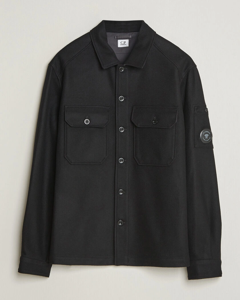 C.P. Company Felted Wool Overshirt Black – Svart