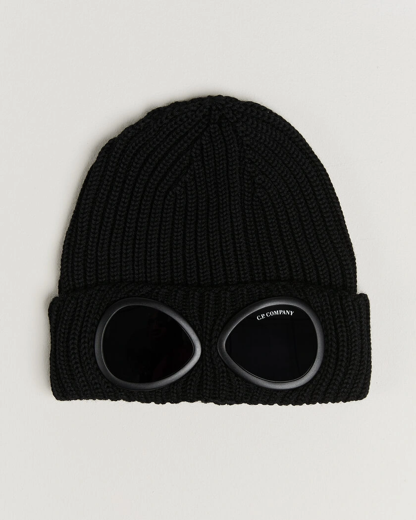 C.P. Company Knitted Merino Goggle Beanie Black – Svart