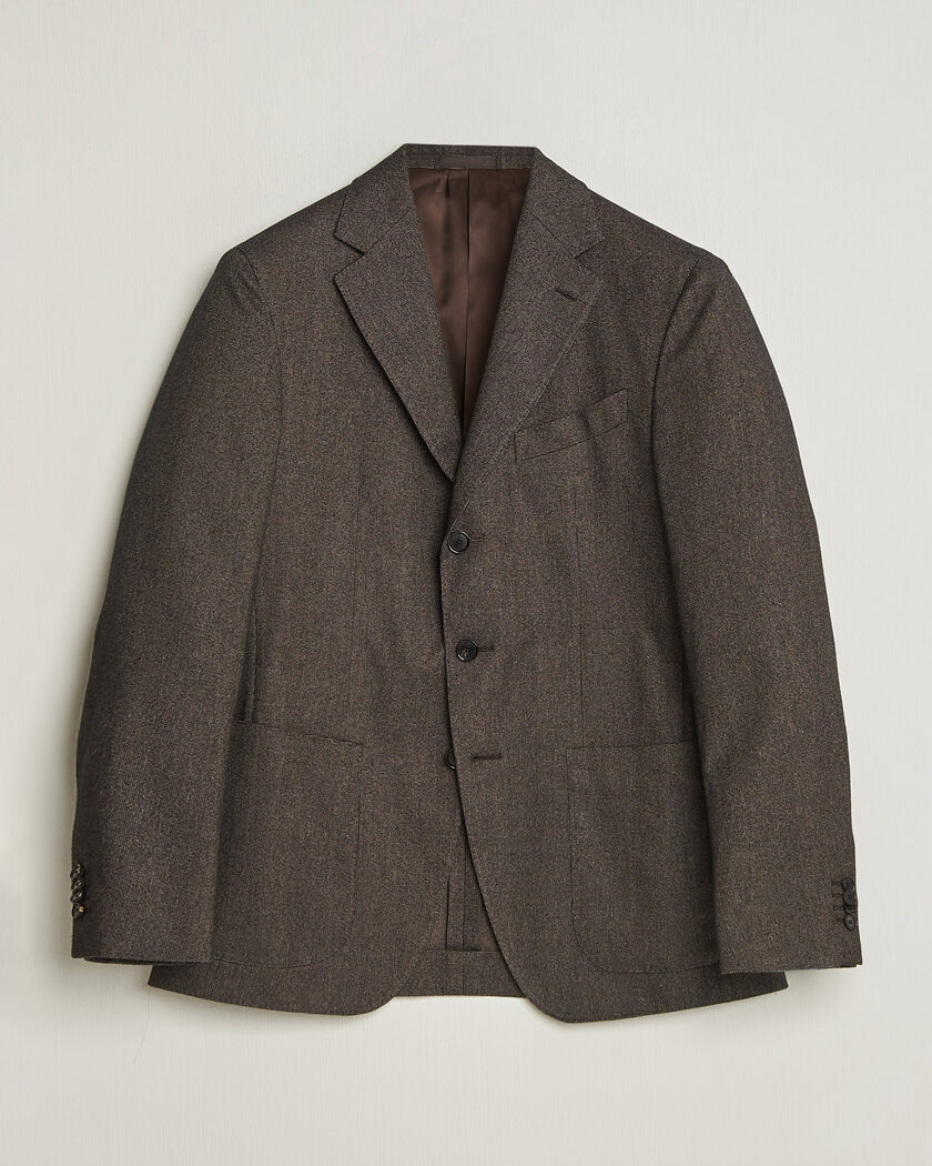 Caruso Aida Brushed Cotton Blazer Dark Brown – Brun