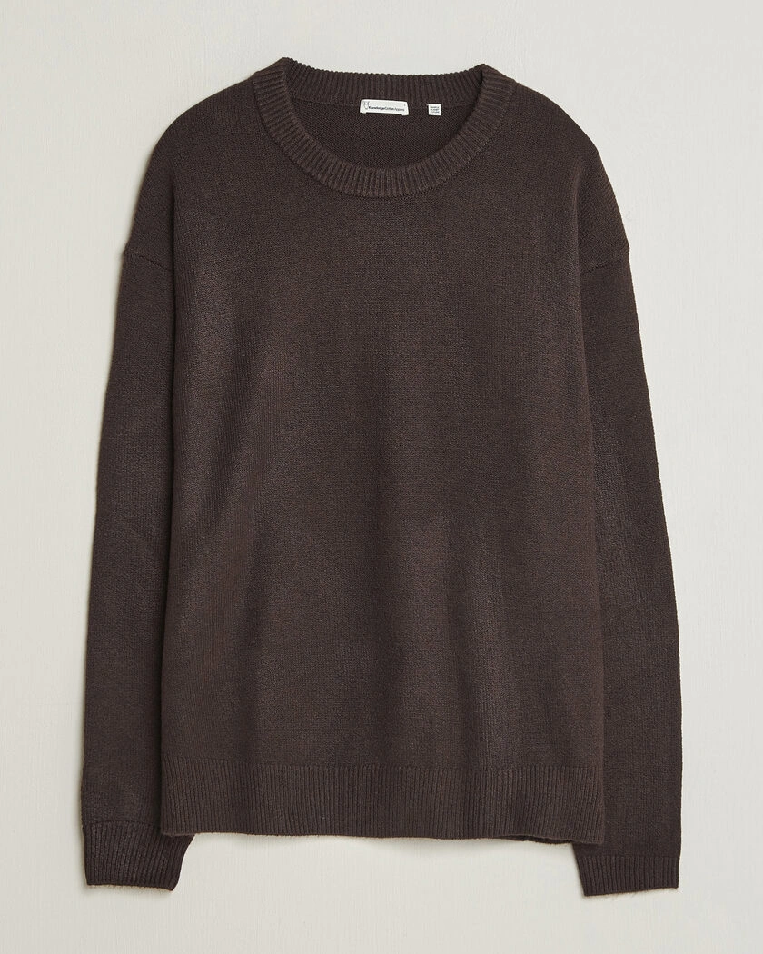 KnowledgeCotton Apparel Knitted Crewneck Chocolate Tort – Beige