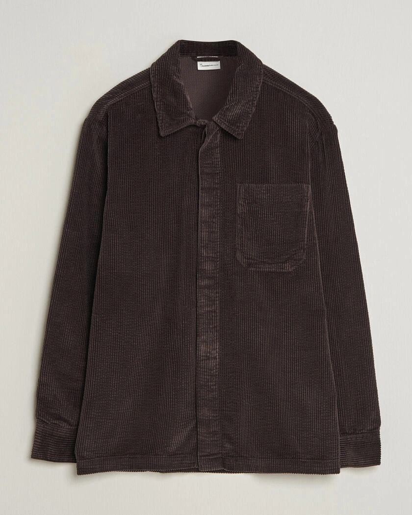KnowledgeCotton Apparel Cotton Corduroy Overshirt Chocolate – Brun